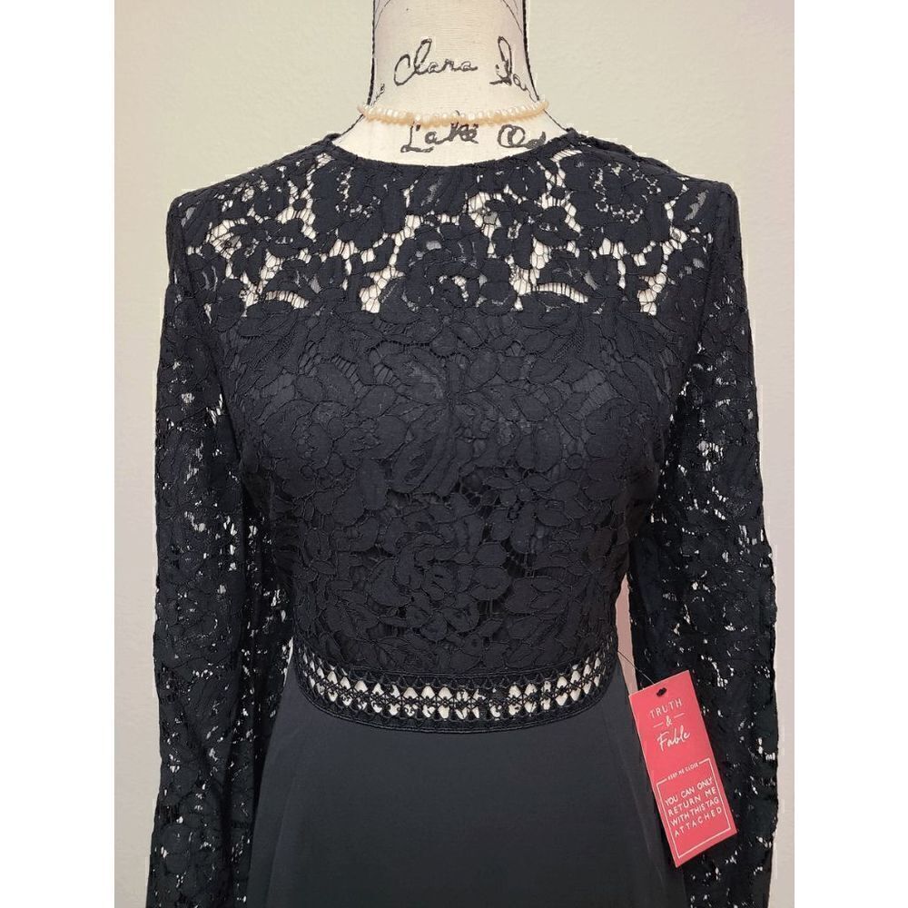 🖤 2PCS Halloween Black Bundle Lace Long Sleeve Dress & Petticoat SIZE M NWT - Picture 7 of 16